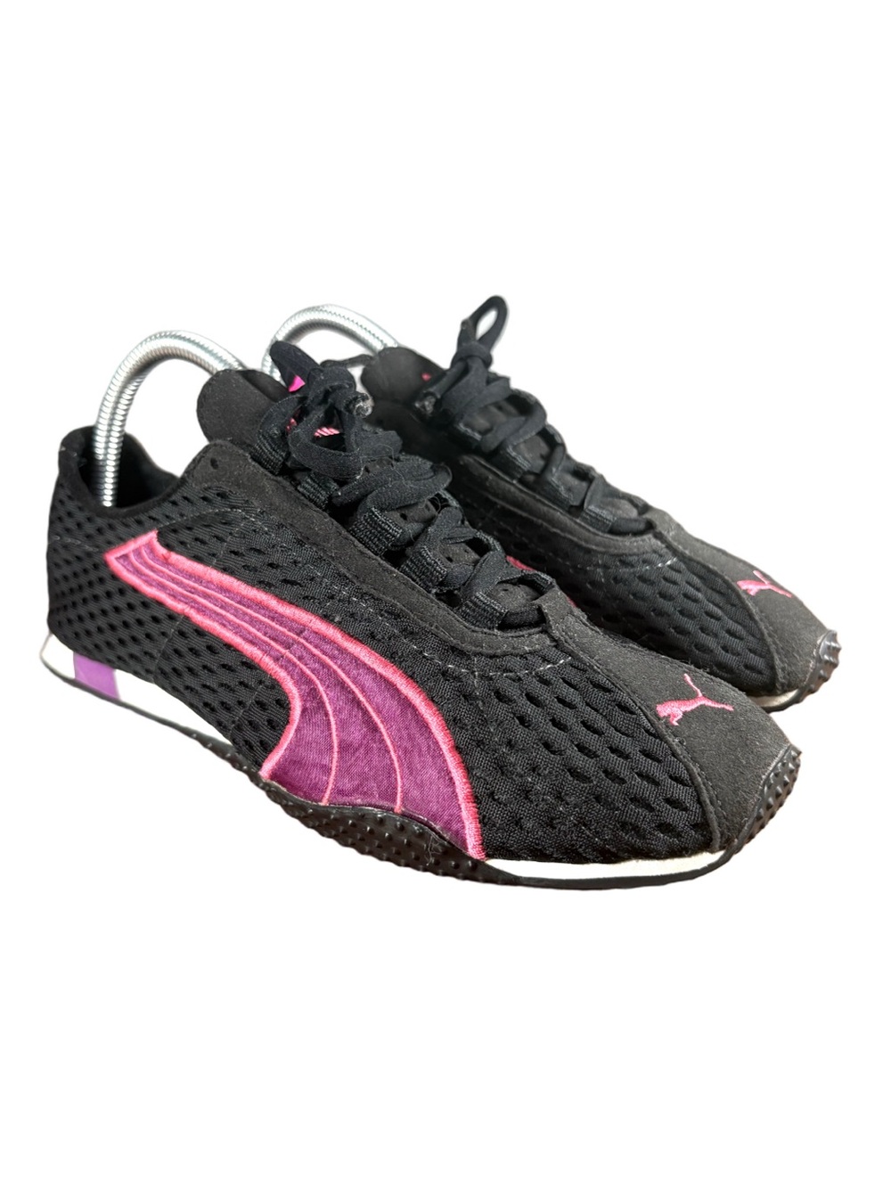 Puma Womens 8 Black Pink Mesh Low Profile Sneakers Retro Y2K Runner
